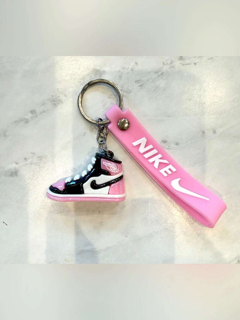 New Pink Air Jordan 1 Retro Hightop Mini Sneaker Keychain & Wristlet Strap